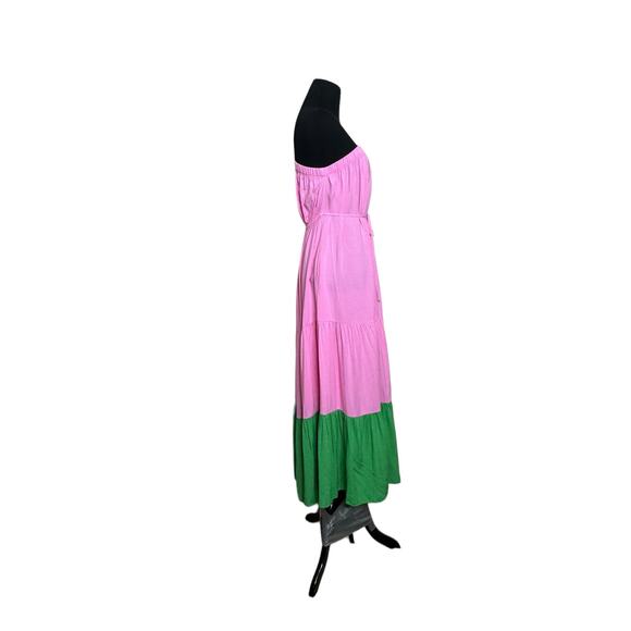 Scoop pink green one shoulder tiered maxi dress size XS - Picture 12 of 15